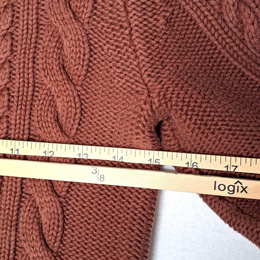 LL Bean Cable Knit Sweater Womens XS Petite Terracotta Cotton Crewneck Pullover - Picture 14 of 15